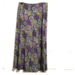 J Jill multi color flared skirt. Side zip 32” long